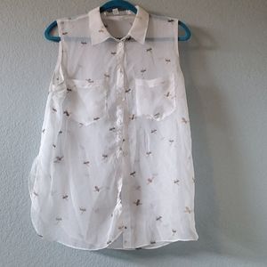 White sheer sleeveless shirt